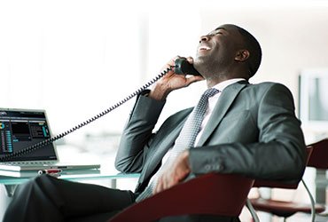 Customer service person on the phone